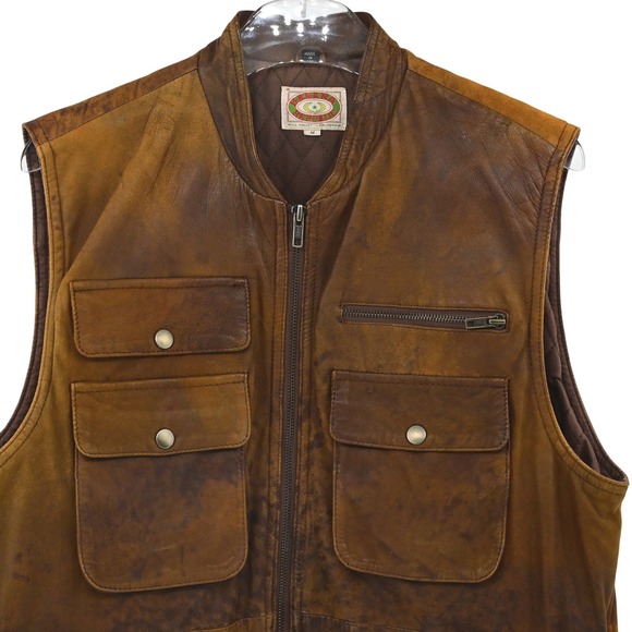 VTG 80s Banana Republic Leather Photojournalist Vest Mill Valley Gorpcore Lined - Picture 3 of 16
